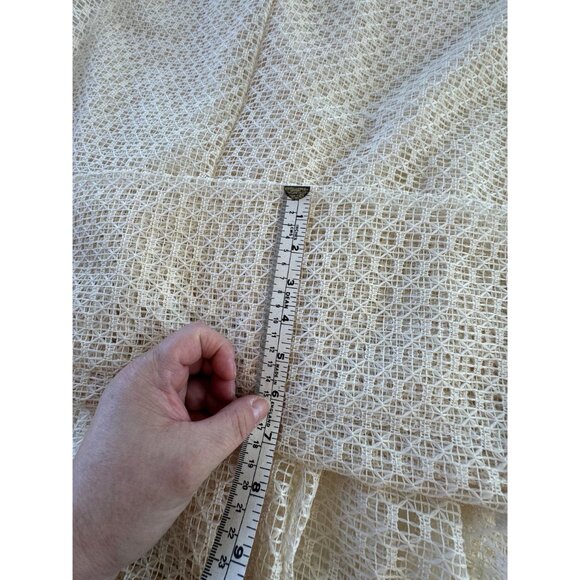 Vintage 70s net woven curtain, cream/off-white mesh, pleated panel, price for 1 - Picture 6 of 9